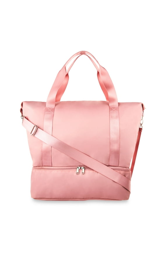 Protégé Collapsible Carry on Drop Bottom Weekender Duffel Bag, Dusty Rose