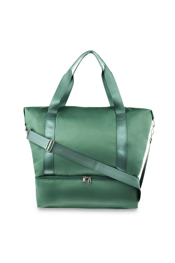 Protégé Collapsible Drop Bottom Weekender Duffel Bag, Olive Green, Polyester