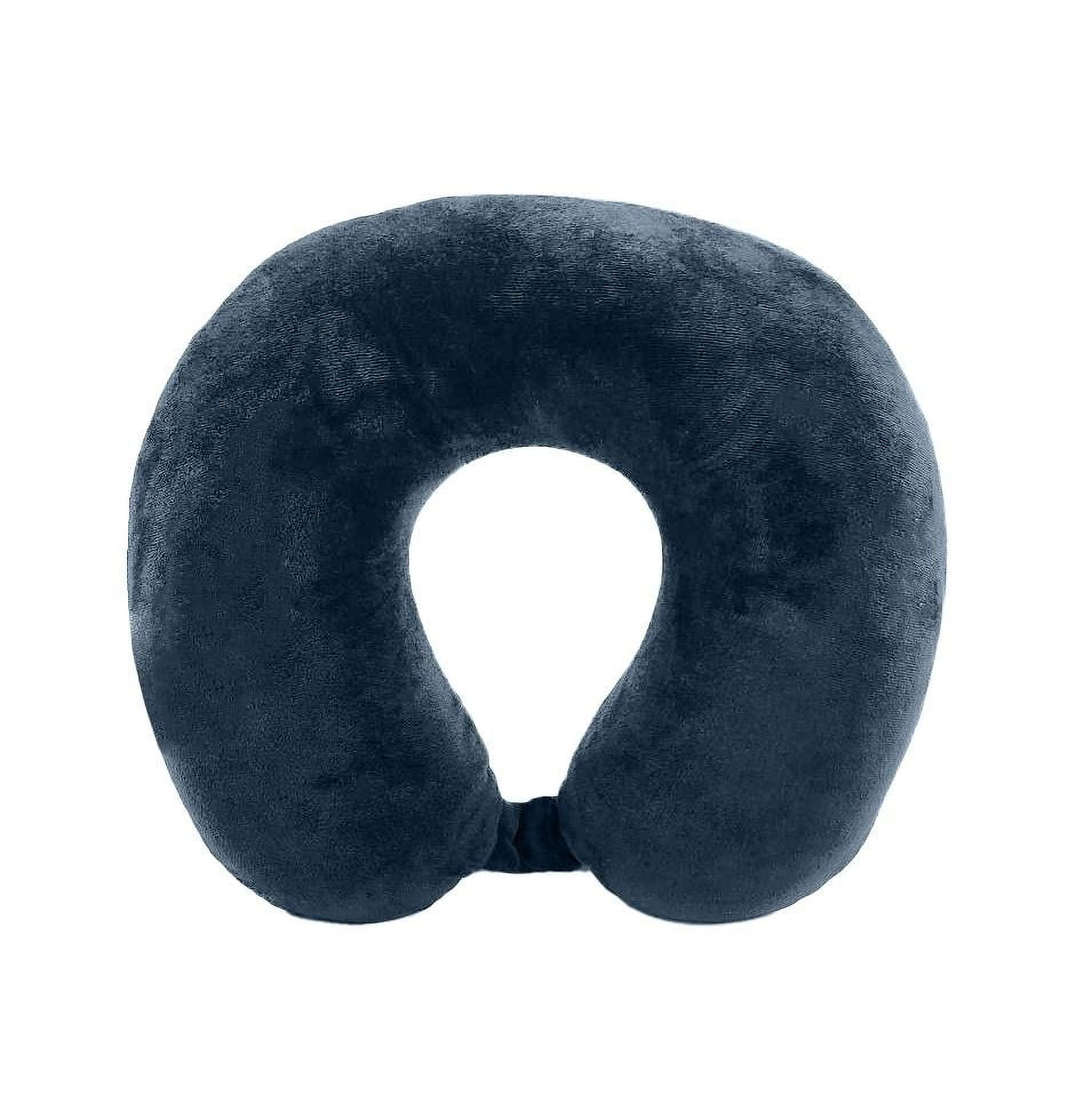 Protege Memory Foam Neck Pillow, 100% Polyester Fleece Knit, Navy, One Size