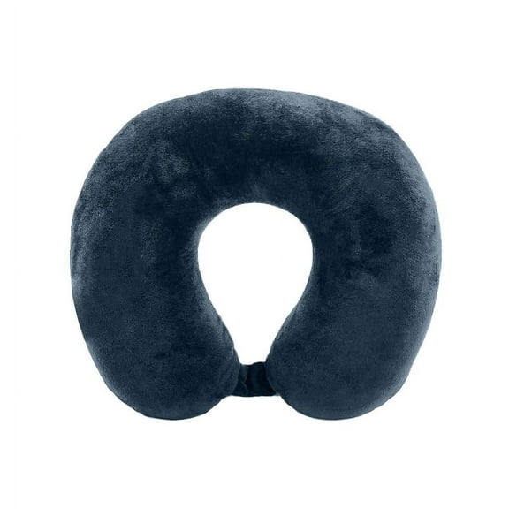 Protege Memory Foam Neck Pillow, 100% Polyester Fleece Knit, Navy, One Size