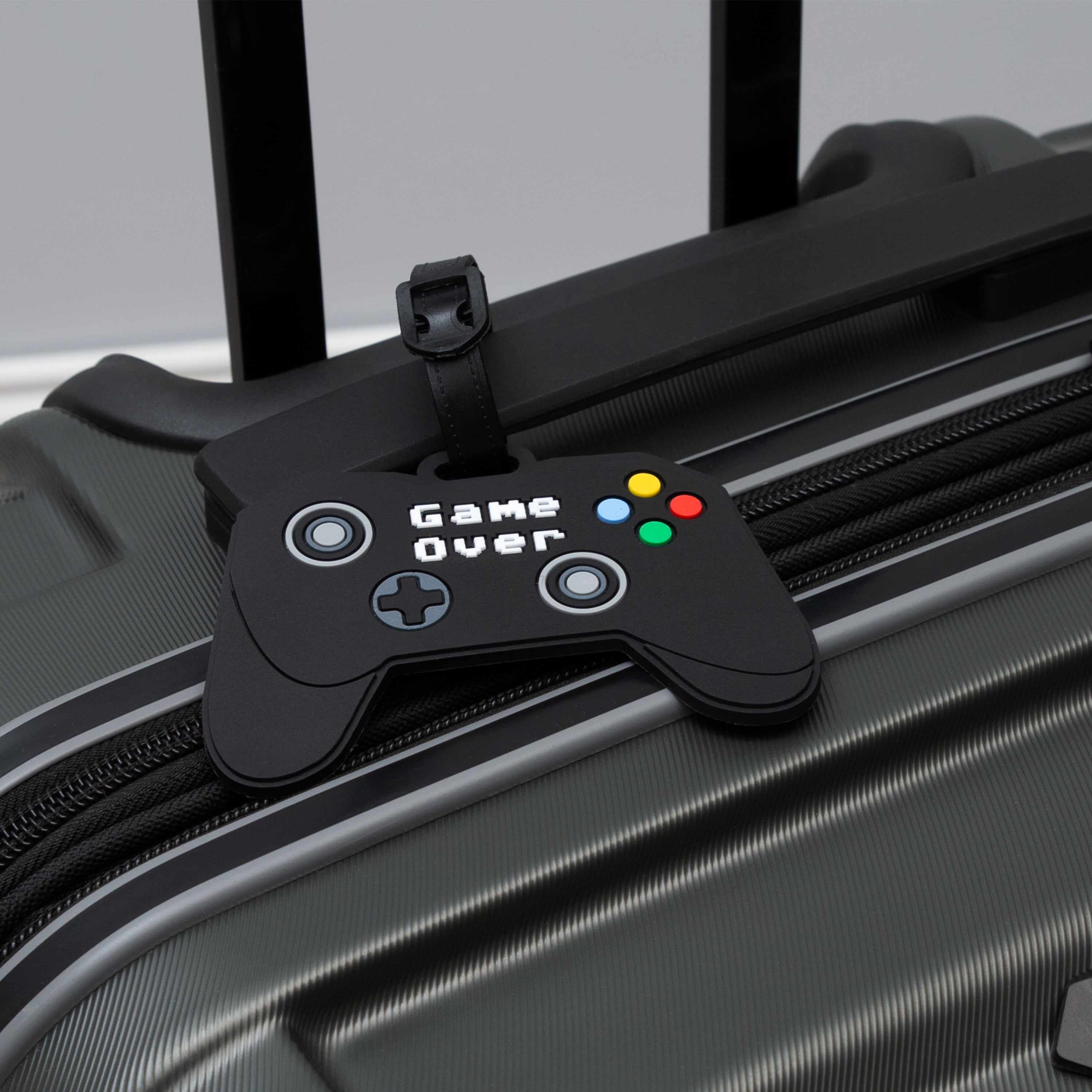 Protégé PVC Luggage Tag - Game Over Design, Black (4 x 2.5")