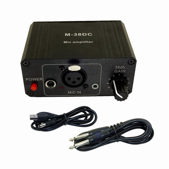 Protable 48V Phantom Power Mic Preamp with XLR Output, 38dB High Gain for Dynamic and Condenser Microphones, Black