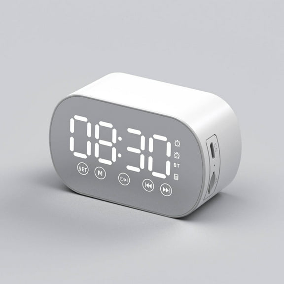 Protable Digital Radio Alarm Clock,3.3x1.5x2Inch Mini Wirless Bluetooth Speakers Clock with Duals Alarm Clock Designs,Large Capacity Battery,Suitable for Home,Indoor,Bedroom Use