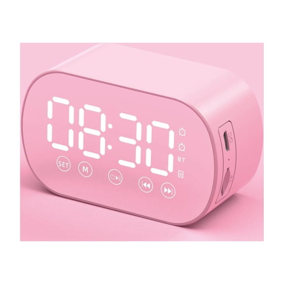 Protable Digital Radio Alarm Clock,3.3x1.5x2Inch Mini Wirless Bluetooth Speakers Clock with Duals Alarm Clock Designs,Large Capacity Battery,Suitable for Home,Indoor,Bedroom Use