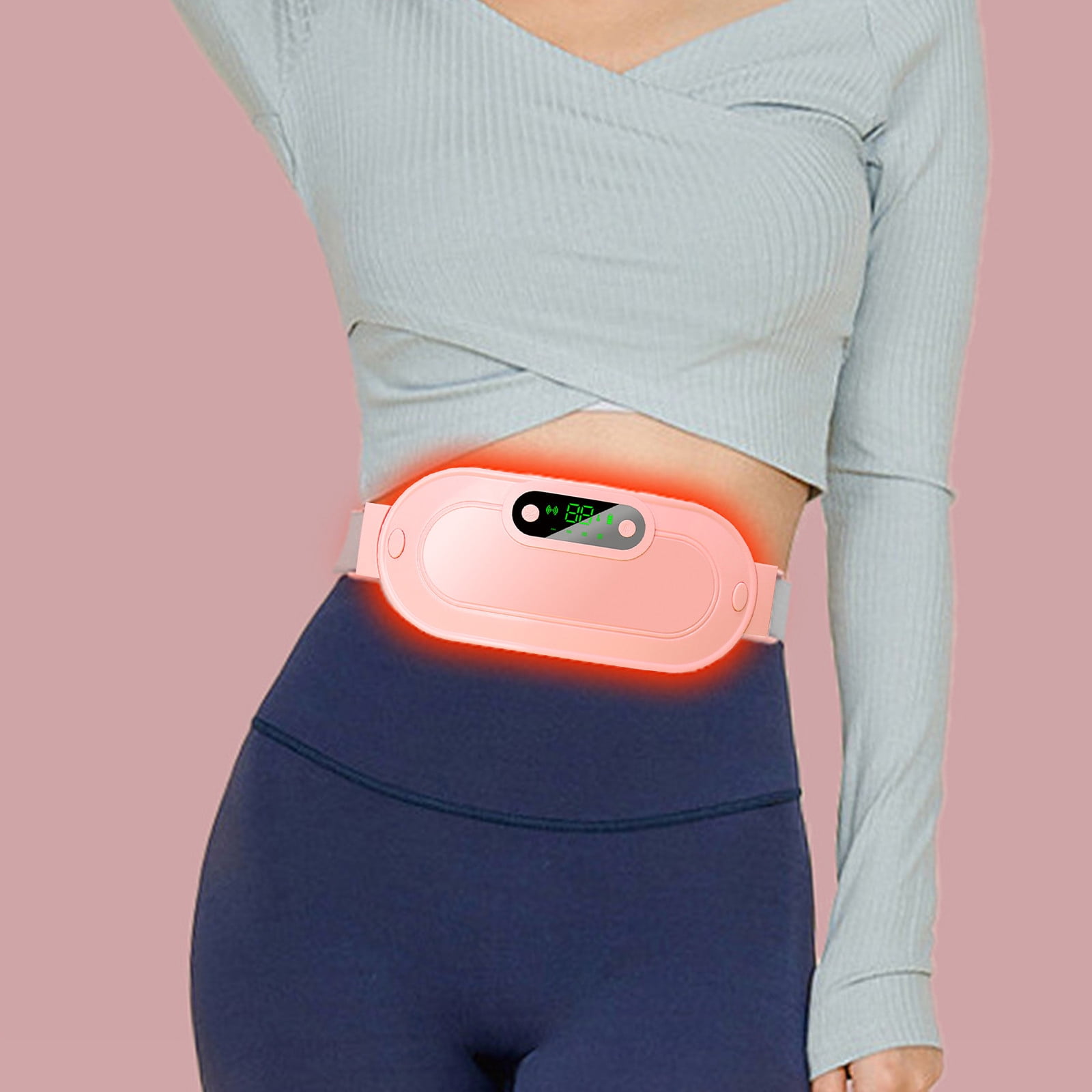 Protable Heating Pad for Cramps, 4 Massage Modes & 3 Heat Levels, Work Continuously for Up to 90 Minutes a Charge, Comfortable and Elastic, Pain Relief Warm Gifts for Women Girls(Pink)