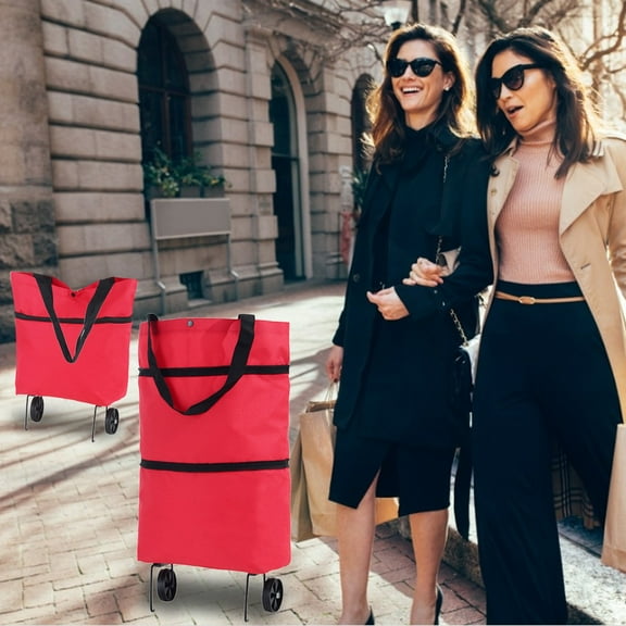 Protable Shopping Trolley Bag with Wheels Foldable Cart Rolling Grocery Handbag, Trolley Foldable Shopping cart for Groceries with Wheels and Removable Bag and Rolling Personal Handtruck