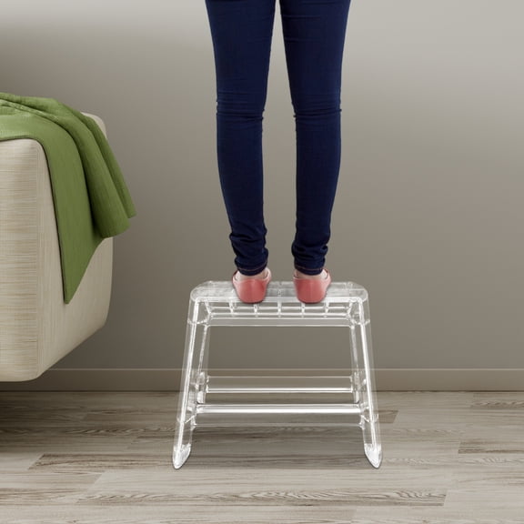Protable Step Ladder, Step Stool for Adults, Clear Stool for Indoor Outdoor Library Kitchen