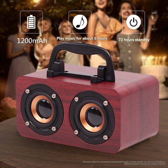 Protable Wooden Speaker Bluetooth 5.0 Dual Channel Stereo with FM Radio, Hi-Fi Sound, TF Card, AUX Support A