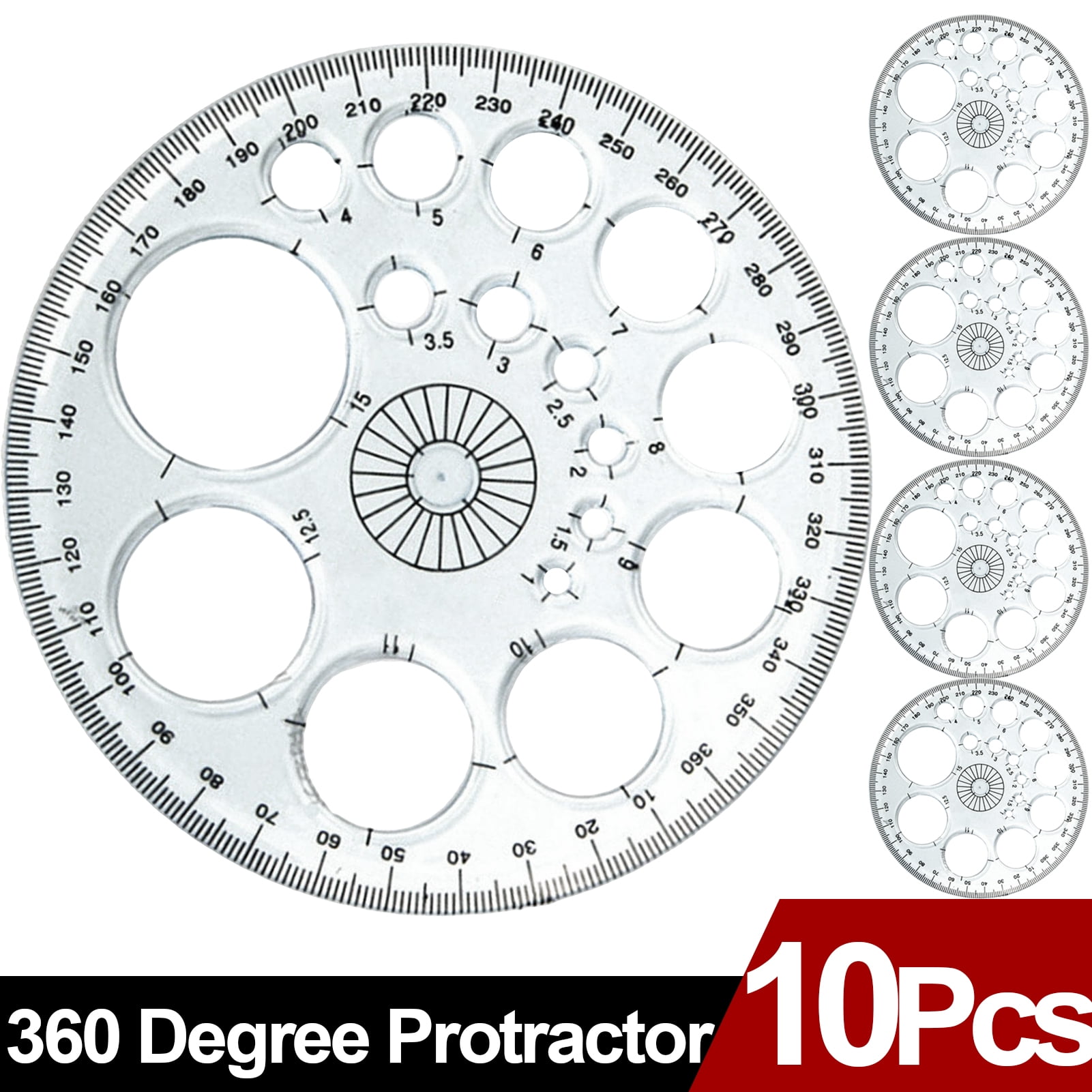 360 Degree Protractor Round Ruler Gauge Angular Drafting Tools Circle  Protractor for School Education Office Classroom 11.8 Inch