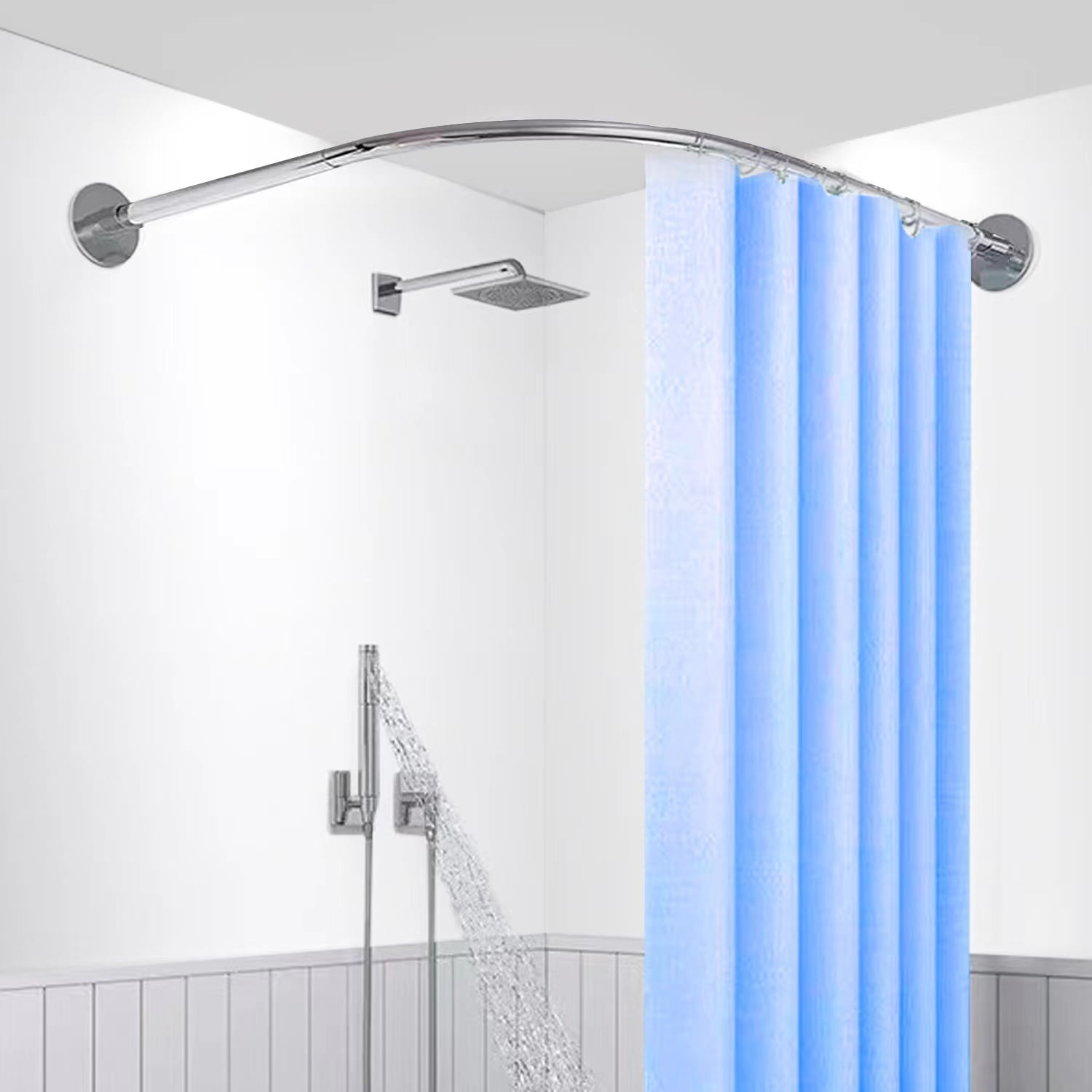 Protalwell Corner Shower Curtain Rod L Shaped Shower Curtain Rod Material Stainless Steel SUS304 Size 60 x 60