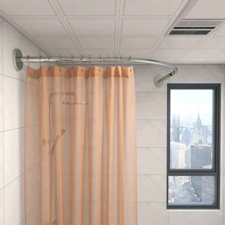 Protalwell Corner Shower Curtain Rod Stainless Steel Sus304 L Shaped Size 30 X 60 Silver Color Com