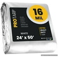 thumbnail image 1 of Protarp 16 Mil Extreme Heavy Duty Tarp Camping Tarpaulin Waterproof Cover, White 24′ X 50′Ft, 1 of 7