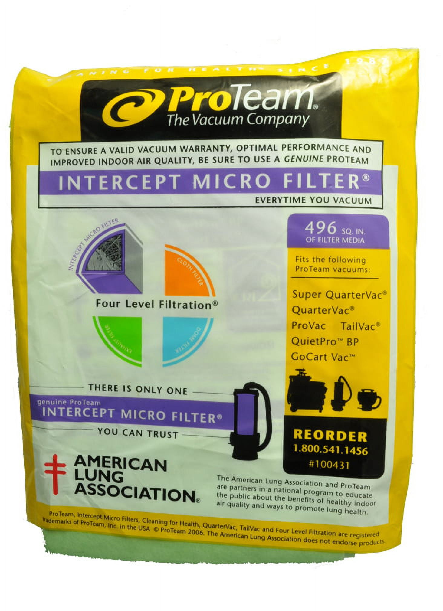 Microfilter Hepa Vacuum Bag for Back Pack Proteam Perfect - Pack of 6 Bags  - Aspirateur GB Plus inc.