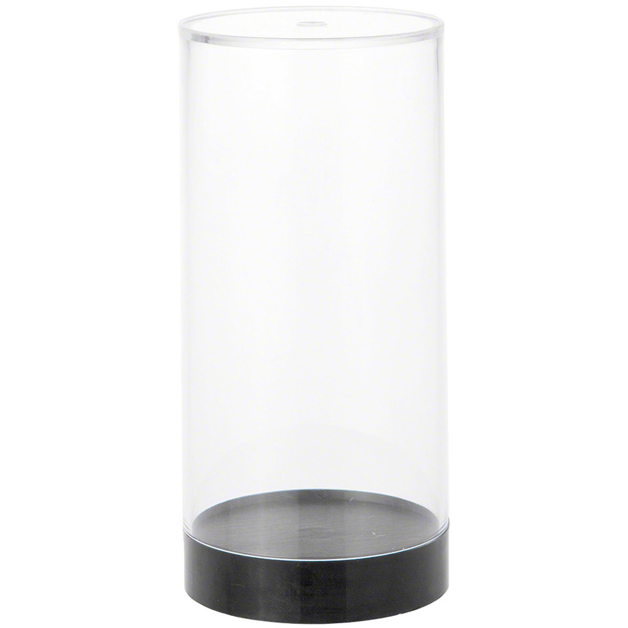 Clear Acrylic Round Display Case with Black Base, 2-Pack