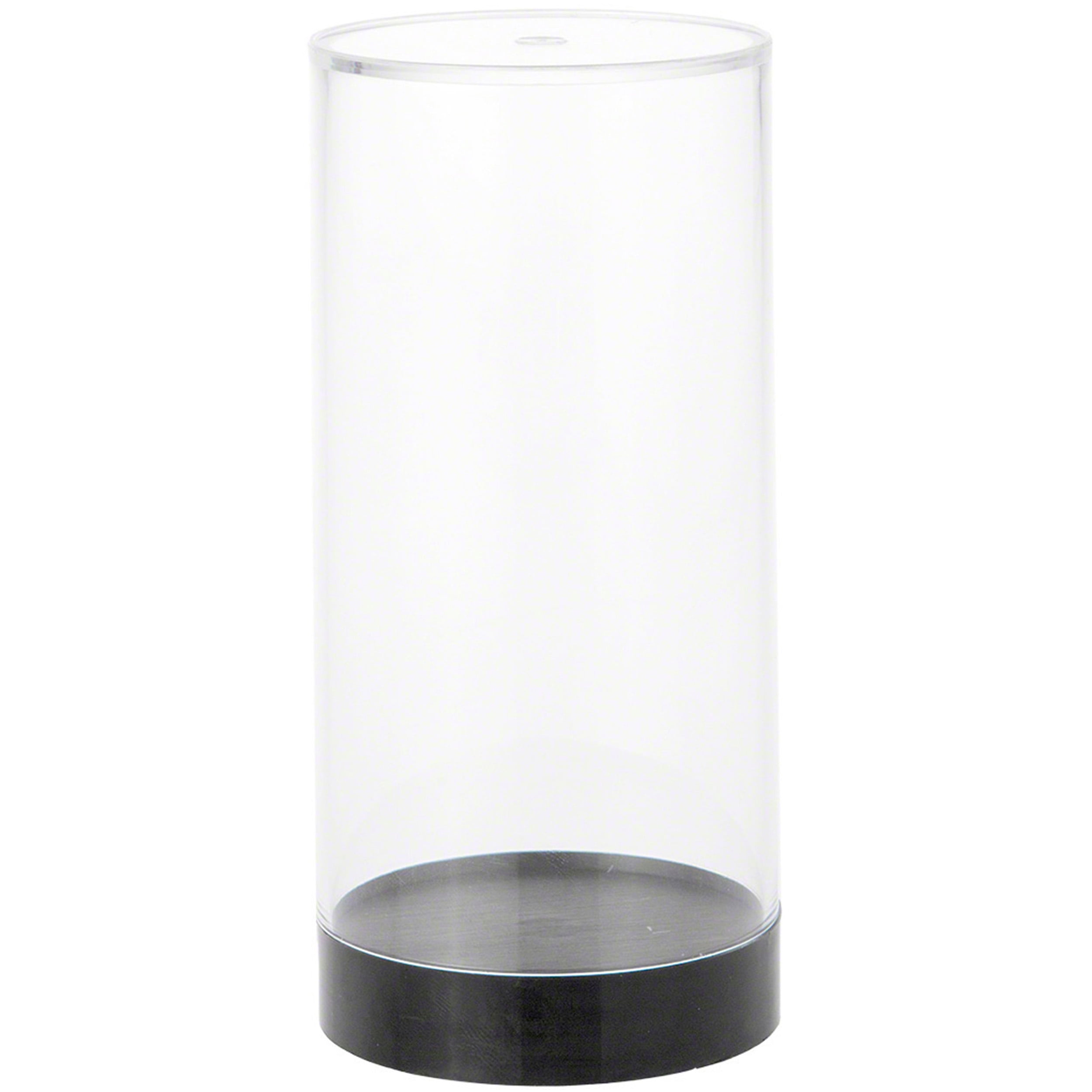 Clear Acrylic Round Display Case with Black Base, 2-Pack