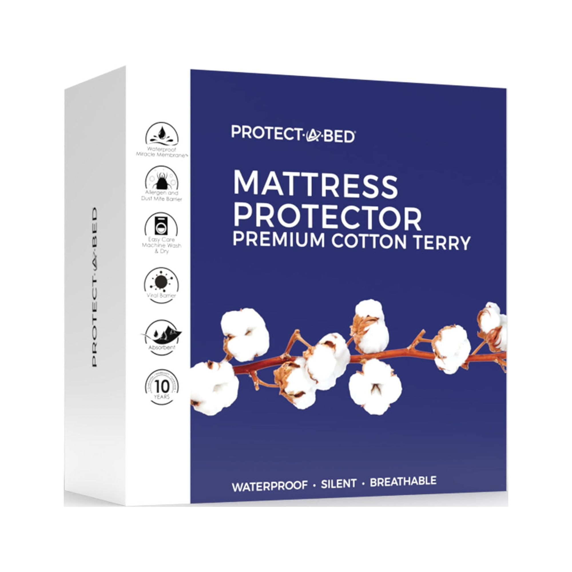 ProtectABed, Premium CottonTerry, Mattress Protector, Hypoallergenic