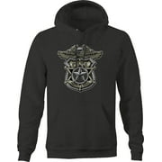 Protect And Serve Police Eagle Badge Hoodie for Big Men 3XL Dark Gray