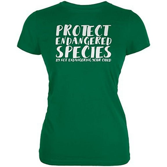 Protect Endangered Species Your Child Juniors Soft T Shirt Kelly Green MD