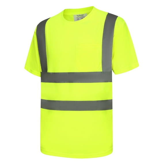 Protect High Visibility Lime Green Heavy-Duty Short Sleeve Reflective Safety T-Shirt