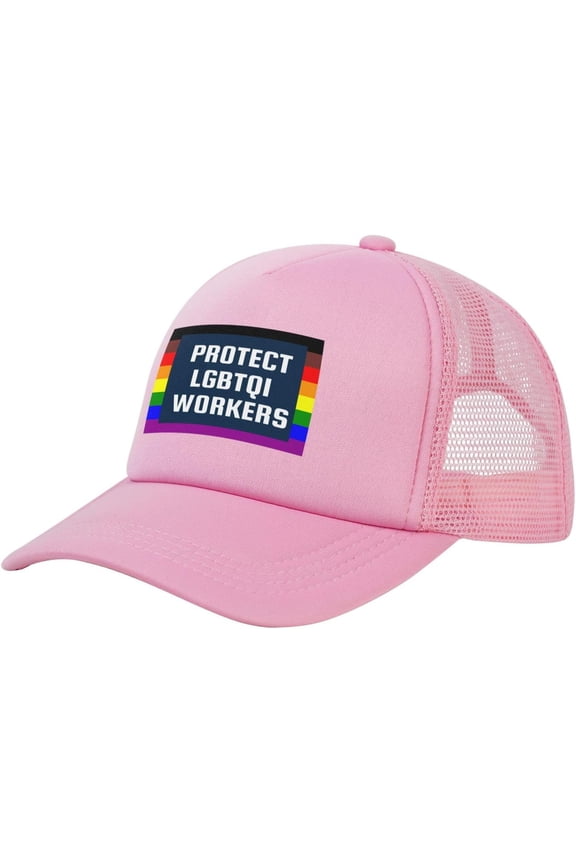 Protect Lgbtqi Workers Mesh Hat Rainbow LGBT Rights Pride Gay Mesh Cap Baseball Cap Trucker Hat