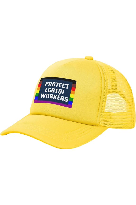Protect Lgbtqi Workers Mesh Hat Rainbow LGBT Rights Pride Gay Mesh Cap Baseball Cap Trucker Hat
