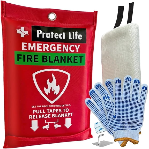 Protect Life Fiberglass Emergency Fire Blanket for Home and Kitchen 1 Pack 40" x 40"