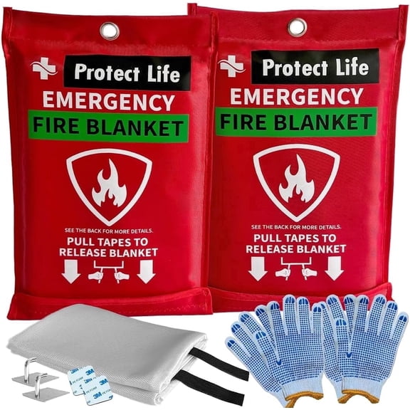 Protect Life Emergency Fire Blankets Fiberglass 2 Pack 40" x 40"