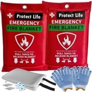 Protect Life Emergency Fire Blankets Fiberglass 2 Pack 40" x 40"