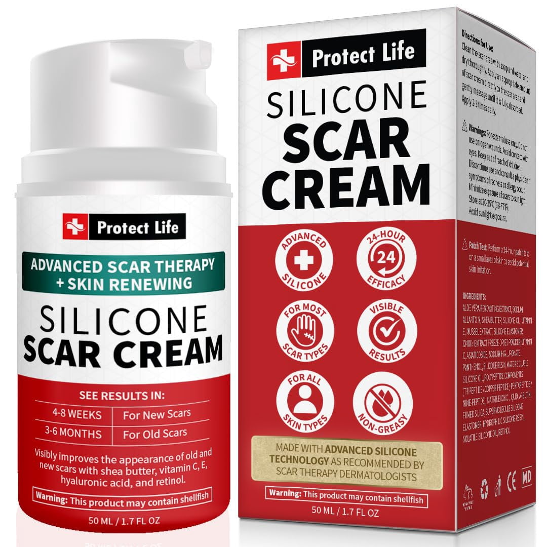 Protect Life Silicone Scar DPF11Cream for Surgical Scars, Injury & Keloid Scar Treatment, Moisturizing Scar Removal Cream, Rejuvenating Silicone Scar Gel
