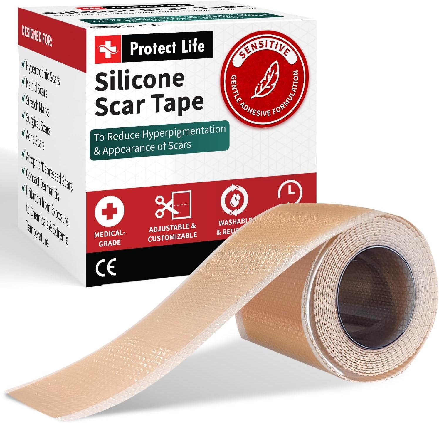 Protect Life Silicone Scar Sheets, 1.6 x 118 Inch Roll, Medical