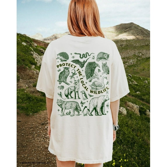 Protect The Local Wildlife Conservation Tshirt Forest Animals Shirt Granola Girl Camping Clothes Forestcore Graphic Tee Vintage Style Shirts SWEATSHIRT All Size S-5XL