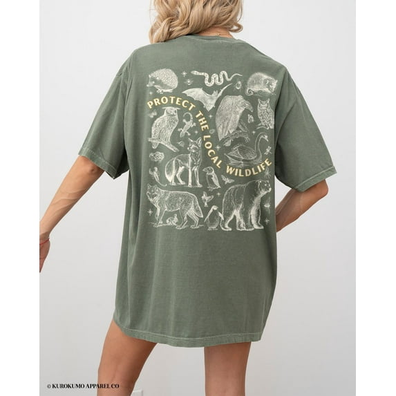 Protect The Local Wildlife Conservation Tshirt Forest Animals Shirt Granola Girl Camping Clothes Forestcore Graphic Tee Vintage Style Shirts TSHIRT All Size S-5XL