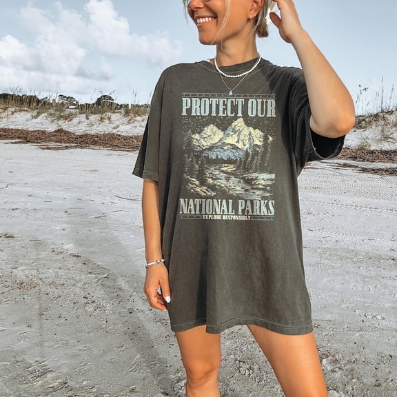 Protect Our National Parks Shirt Vintage Nature 63 Parks Retro Outdoor Scenic Graphic Granola Girl Style Comfort Colors Unisex Cotton T-Shirt, Size S-3XL