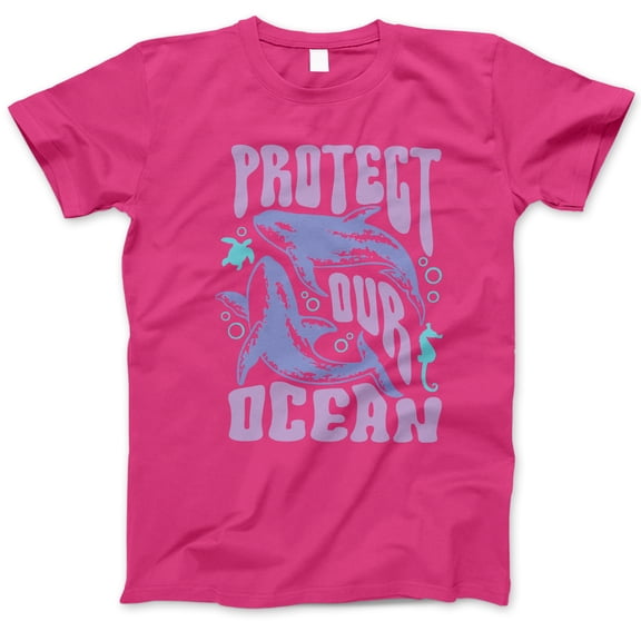 Protect Our Ocean T-Shirt – Save the Sea Graphic Tee with Whales, Sea Turtle, Seahorse, Marine Life Conservation Shirt, Eco-Friendly Gift for Ocean Lovers, Divers & Environmentalists