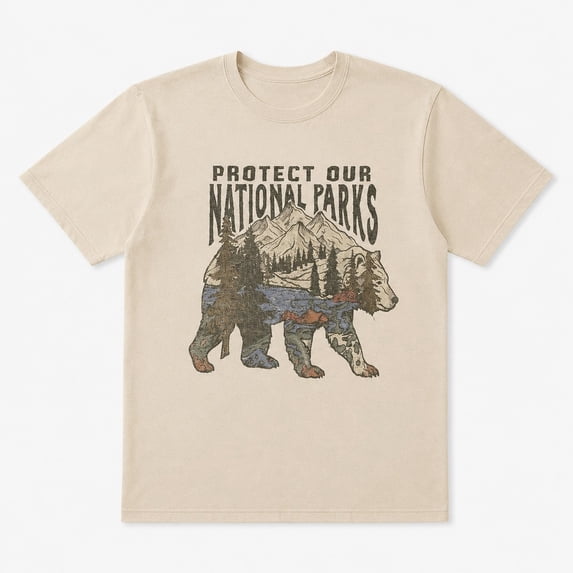 Protect Our National Parks Bear Graphic T-Shirt | Retro Wildlife Mountain Forest Tee | Unisex S–4XL