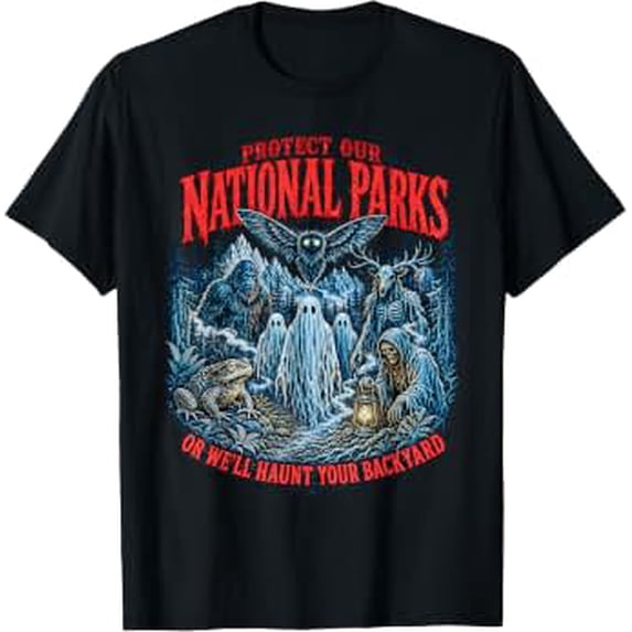 Protect Our National Parks Bigfoot Horror Mothman Cryptid T-Shirt ...