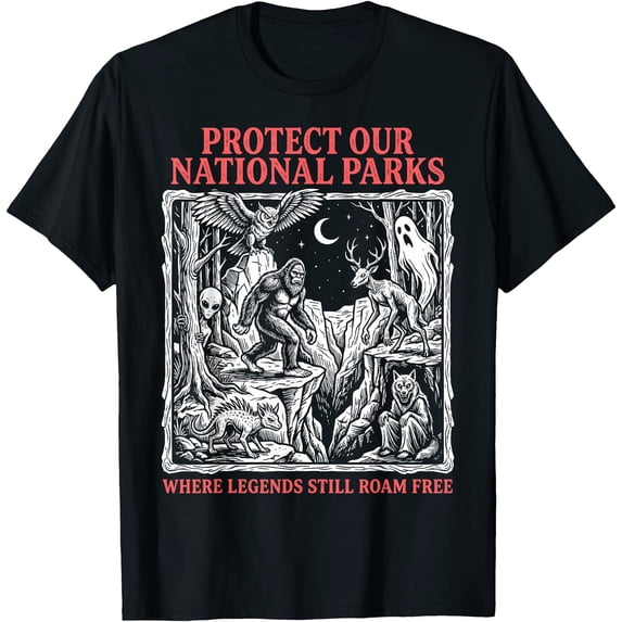 Protect Our National Parks Funny Cryptid Halloween Spooky T-Shirt ...