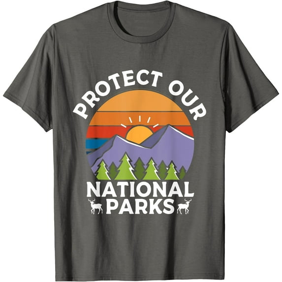 Protect Our National Parks Hiking Camping Souvenir Unisex T-Shirt for Men Women Kids Toddler,Charcoal Color,Size 4T