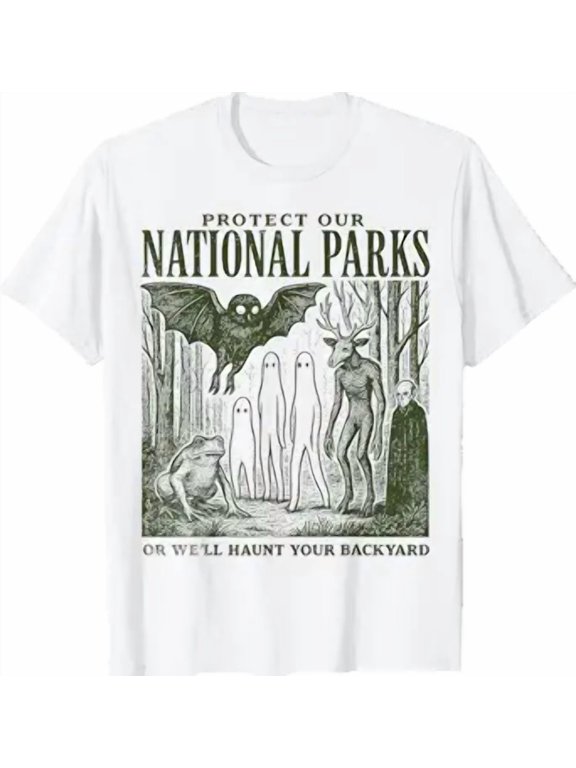 Protect Our National Parks Mothman Cryptid Weirdcore Horror T-Shirt