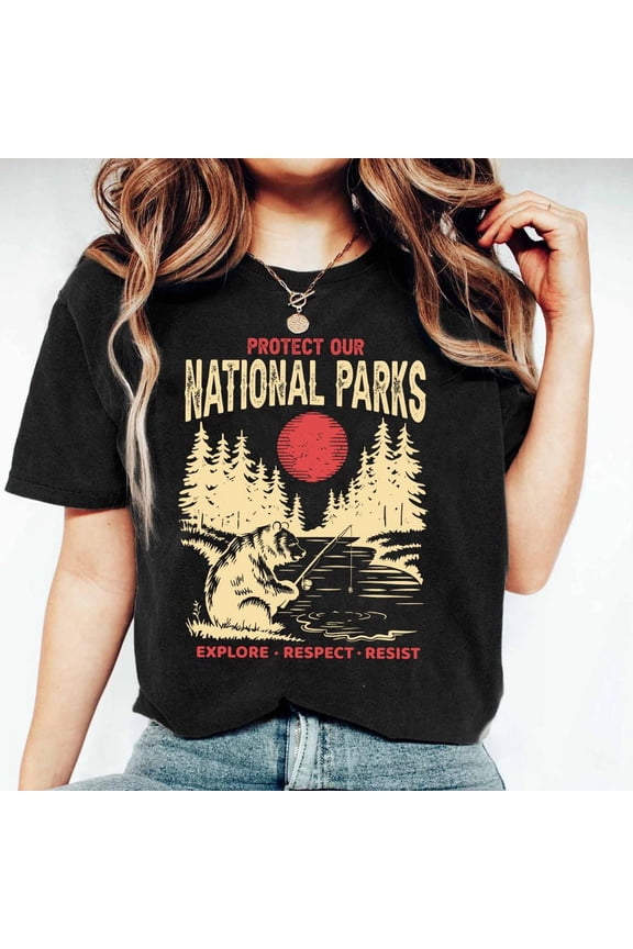 Protect Our National Parks Shirt, Bear National Parks Support Tee, Parks Over Profit, Gift For Nature Lover, Conservation Gift