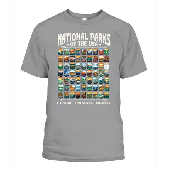 Protect Our National Parks T-Shirt – 63 Parks Over Profits Graphic Tee | Unisex Hiking & Camping Shirt | Sunrise Pine Tree Nature Gift | USA Made