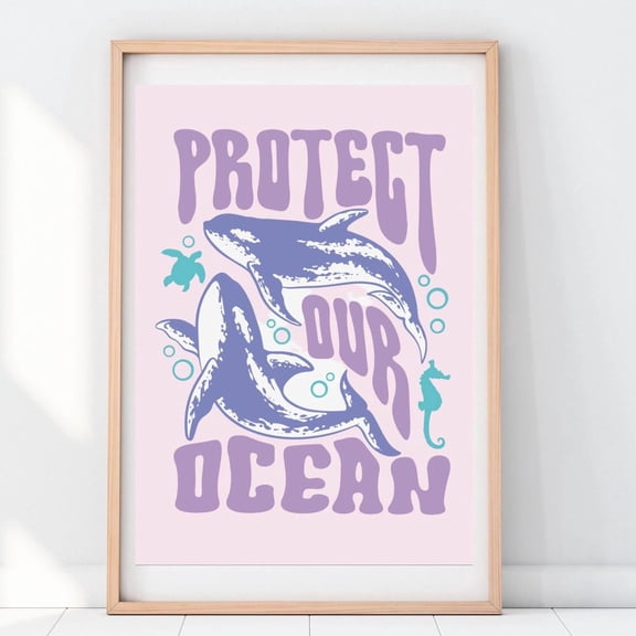 Protect Our Ocean Whale Conservation Wall Art Print Unframed Paper Print