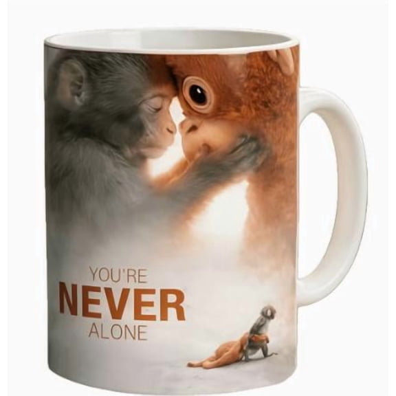 Protect Punch The Monkey Coffee Mug, Youre Never Alone The Monkey Mug, Funny Coffee Cup with Monkeys Design, Ceramic Monkeys Teacup Gifts for Friends and Family
