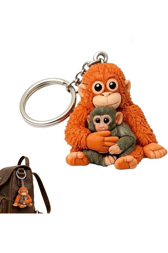 Protect Punch The Monkey Keychain - Cute Punch Inspired Stuffed Monkey Keyring, Soft 3-Inch Plush Pendant for Backpack, Purse, and Car Keys, Adorable Collectible