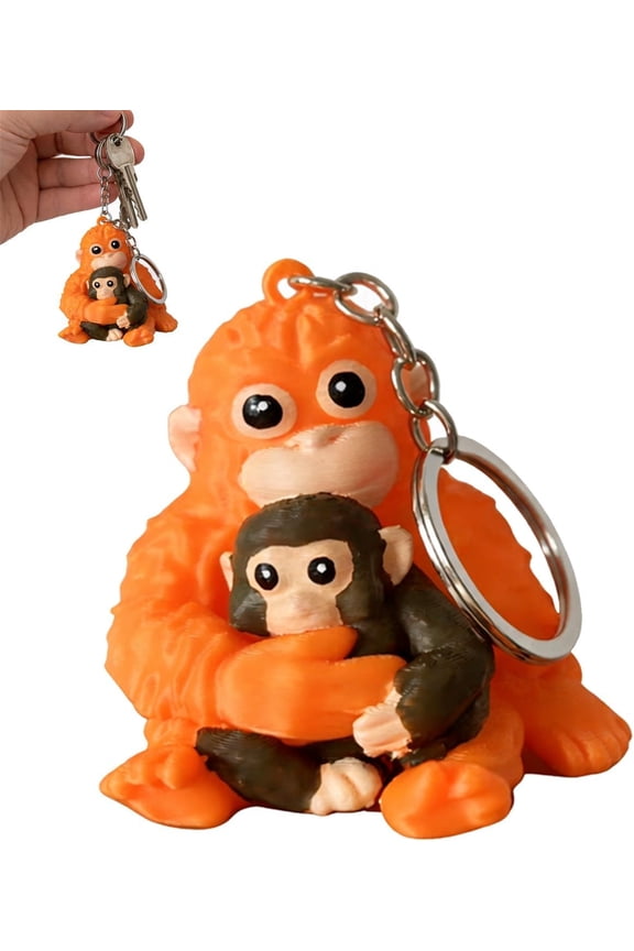 Protect Punch the Monkey Keychain, An Ugly Version Perfect as a Gift, 3D Cute Monkey Holding Plush Toy Hanging Keychain Hanging Keychain for Backpack Purse Car Keys Gift