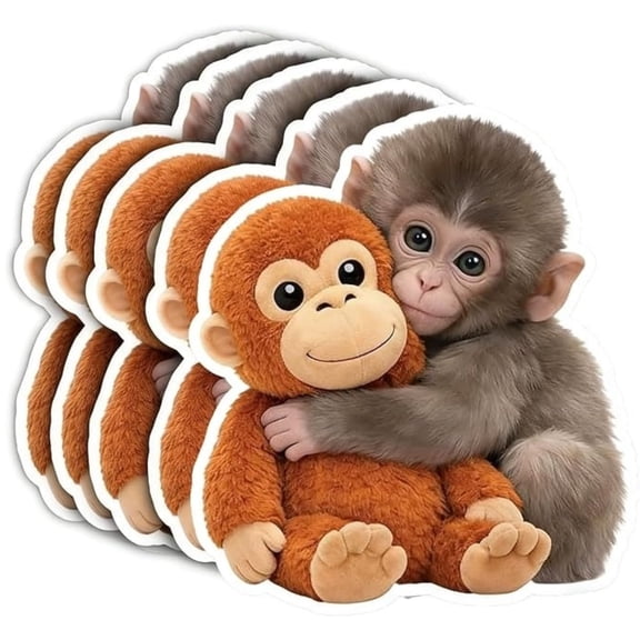 Protect Punch the Monkey Sticker, Cute Monkey Holding Plush Toy Sticker, Waterproof Monkey Stuffed Animal Plush Stickers for Laptop Water Bottle Phone Car Room Decor