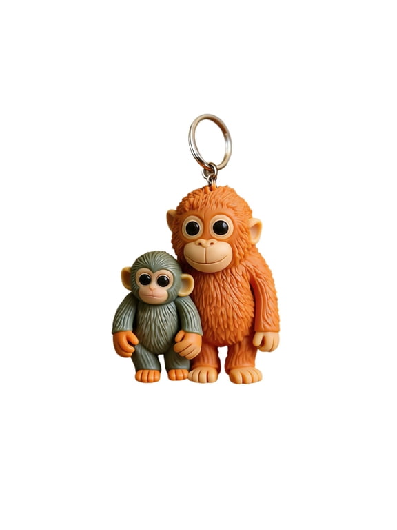 Protect Punch The Monkey Keychain, 3D Cute Monkey Holding Plush Toy Hanging Keychain for Backpack Purse Car Keys Gift
