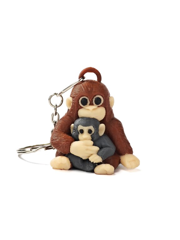 Protect Punch The Monkey Keychain, 3D Cute Monkey Holding Plush Toy Hanging Keychain for Backpack Purse Car Keys Gift