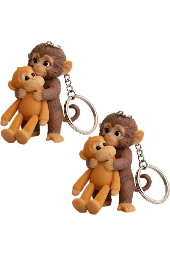 Protect Punch The Monkey Keychain, 3D Cute Monkey Holding Plush Toy Hanging Keychain for Backpack Purse Car Keys Gift