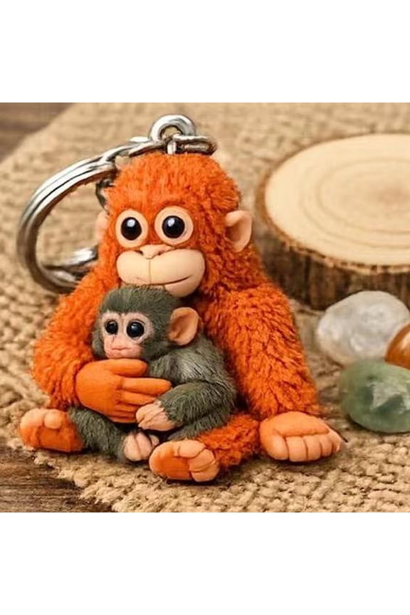 Protect Punch The Monkey Keychain, 3D Cute Monkey Plush ToyS Hanging Keychain for Backpack Purse Car Keys Gift Protect Punch The Monkey Keychain